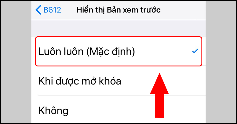 Chọn kiểu thông báo hiển thị bản xem trước của ứng dụng